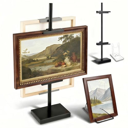 29" Adjustable Tabletop Easel Stand for Picture Frames, Metal Picture Frame Stand for Artwork Displays, Photos, Certificates & Signs up to 29 Inches (Black)