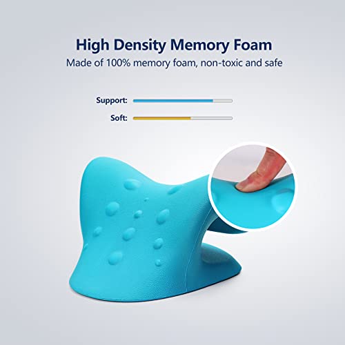 Cozyhealth Neck Stretcher for Neck Pain Relief, Neck and Shoulder Relaxer Cervical Traction Device Pillow for TMJ Pain Relief and Muscle Relax, Cervical Spine Alignment Chiropractic Pillow (Blue) - color: Blue