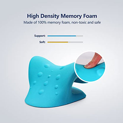 Cozyhealth Neck Stretcher for Neck Pain Relief, Neck and Shoulder Relaxer Cervical Traction Device Pillow for TMJ Pain Relief and Muscle Relax, Cervical Spine Alignment Chiropractic Pillow (Blue) - color: Blue