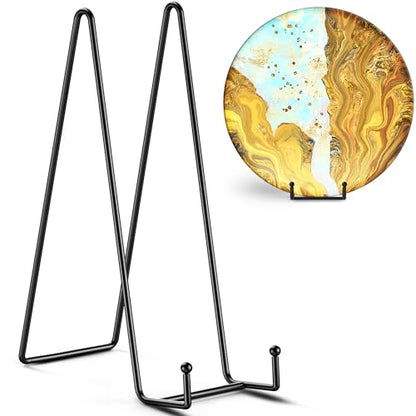 TR-LIFE 3 Pack 12 Inch Plate Stands for Display - Large, Metal Picture Frame Holder Stand + Easels for Decorative Platter, Book, Plaque, Photo, Table Top Art - size: 12 Inch
