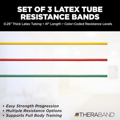 THERABAND Resistance Tubes, Band, Exercise, Set - color: Yellow/Red/Green - Beginner Set