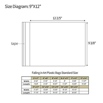 25 Pack Acid Free Crystal Sealed Clear Bags for 9x12 Art Prints, Photos | 1.496mil (Single Side), 9 3/8 Inches by 12 2/5 Inches - size: 9 inch x 12 inch