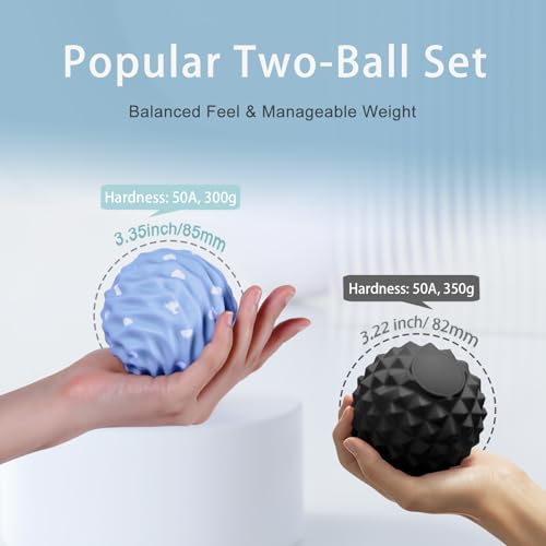 Large Silicone Massage Lacrosse Balls for Myofascial Release - Yoga Deep Tissue Massage,Trigger Point Therapy, Foot Plantar Fasciitis,Muscle Knots, Muscle Soreness Massager Balls(2 Pack) - style: Deep-Tissue Spiky & Wave-Texture Set