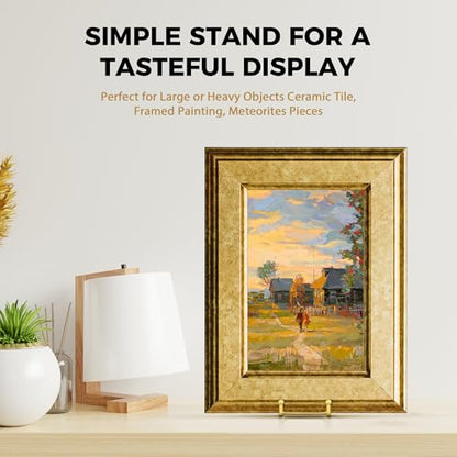 TR-LIFE 14 Inch Gold Metal Plate Stand (2 Pack) - Heavy Duty Display Easel for Large Plates, Frames, Platters and Art - size: 14 Inch