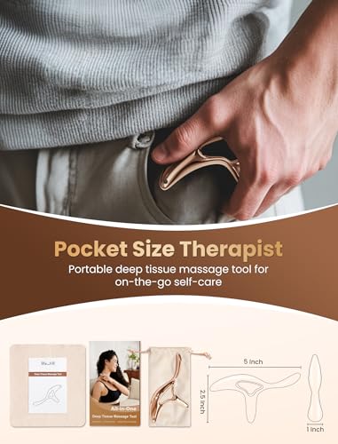 lifechill Trigger Point Massage Tool for Gua Sha, Lymphatic Drainage Massager, Deep Tissue Thumb Saver Acupressure Tool for Full Body Pain Relief, Gold - color: Gold