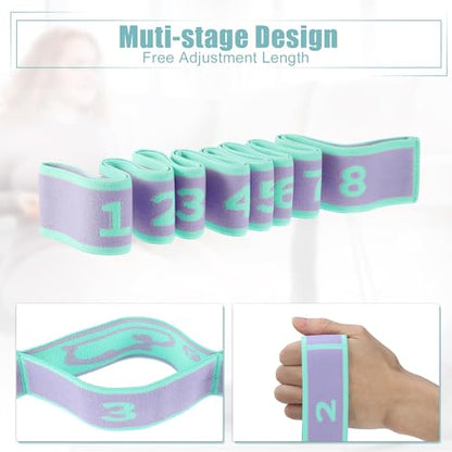Generic Yoga Stretching Band, 8 Loops, Highly Elastic, Purple