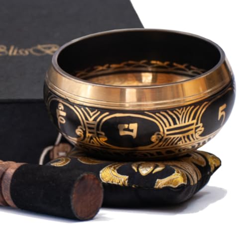 Tibetan Singing Bowl Set, Hand-Painted, Meditation, Made in Nepal, 4" - size: 4 inch