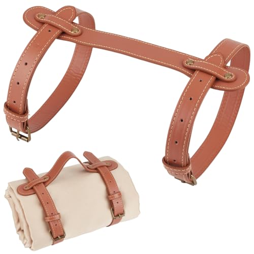 PU Leather Yoga Blanket Mat Carrier Portable Picnic Blanket Rug Roll Carry Strap Adjustable Handle Beach Mat Motorcycle Bedroll Holder Belt for Outdoor Camping Travel Hiking - style: max 20cm