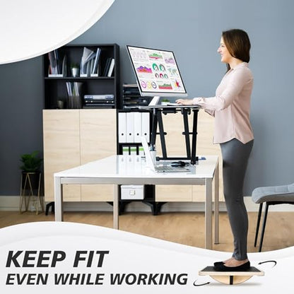 Yes4All 350LBS Professional Wooden Balance Board for Leg Workout, Anti-Slip Rocker Board, Wobble Board for Standing Desk - color: D. 360 Degree Rotation