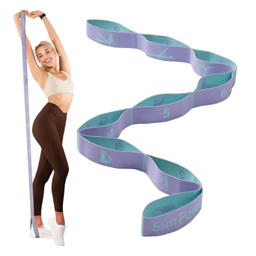 Slim Panda Stretch Strap, Multi-Loop for Physical Therapy,Elastic Yoga Stretching Strap for Dance,Yoga, Pilates & Gymnastics Exercise, Ballet Stretching Band for Flexibility, Leg Stretching - color: Purple
