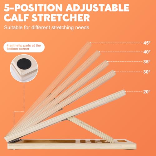 Portable Slant Board for Calf Stretching, Adjustable Wooden Calf Stretcher Incline Board, Calf Stretch Board for Squats Leg Knees Heel Ankle Stretching - color: 1PC（Slant Board）