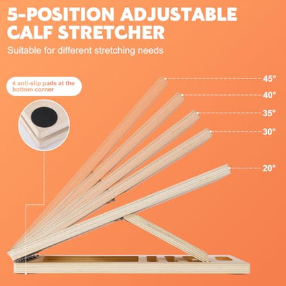 Portable Slant Board for Calf Stretching, Adjustable Wooden Calf Stretcher Incline Board, Calf Stretch Board for Squats Leg Knees Heel Ankle Stretching - color: 1PC（Slant Board）