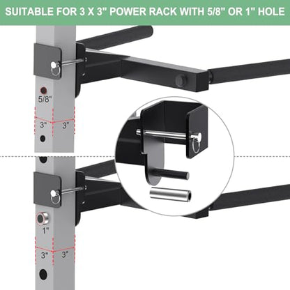 SELEWARE Squat Rack Attachment for Power Cage with 5/8" or 1" Holes - color: A: Dip Bar Attachment(3x3 Rack, 5/8 & 1" hole)