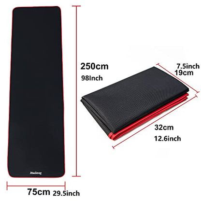 Exercise Mat for AB Roller AB Mat Thin, Long Foldable Gym Mats for Home Gym, Indoor and Out door exercises, Black Picnic Mat for One Person,99'x29'