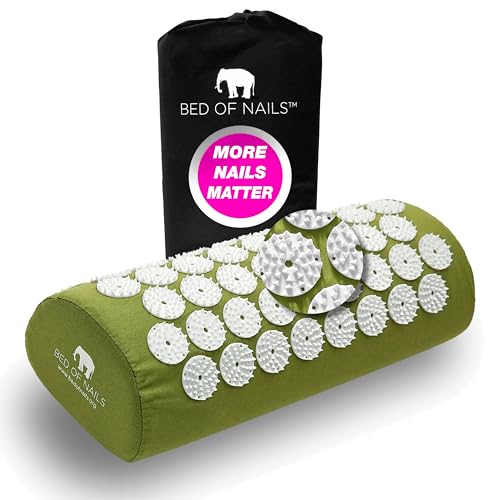 Bed of Nails Acupressure Pillow Original Bon Acupressure Design with 2142 Precision Nails, 15 x 6 x 4, Green - color: Green - Pillow