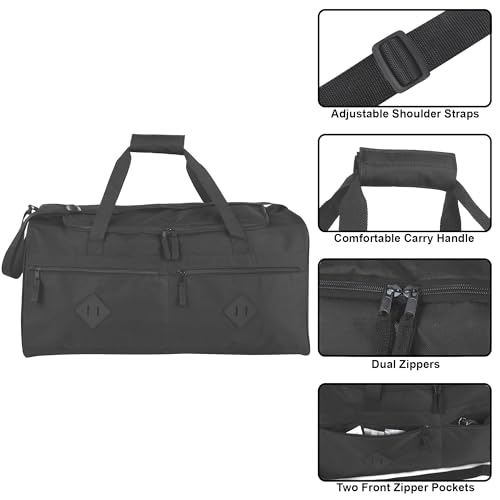 24 Inch 55 Liter Multi Pocket Duffle Bags for Men & Women For Traveling, the Gym, and as Sports Equipment Bag/Organizer - color: Black & Yellow