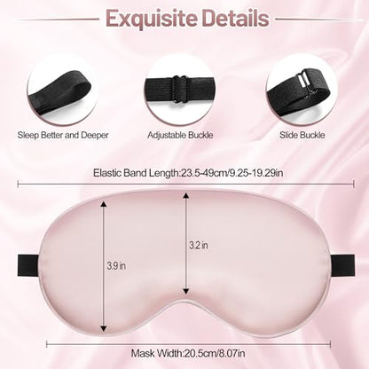 Silk Sleep Mask, Blackout Eye Mask for Sleeping with Adjustable Strap - color: Light Pink