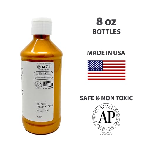 milo Metallic Acrylic Paint Set, 6 Metallic Colors, 8 oz Bottles | Safe and AP Non-Toxic, Made in the USA, Arts & Crafts Paints for Artists, Student & Hobby Painters, Paint Pack, Multi-Media - style: Metallic Set 6 x 8 oz
