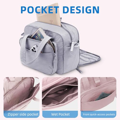 mini gym bag for women, travel duffel bag with wet pockets and Shoe Compartment,Lightweight carry on weekender duffel, water resistant,for sports,yoga,dance,blue - color: blue