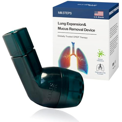 MILLSTEPS Breathing Exercise Device for Lungs,Flutter Valve,Expiratory Breathing Exerciser - Clear Mucus from Airways Naturally & Build Stronger Lungs (Green) - color: Green