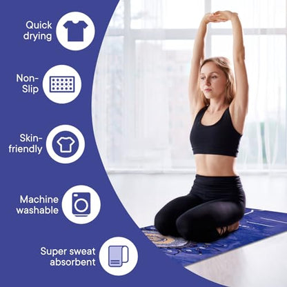 Yoga Towels, Non Slip Hot Yoga Mat Towel with Grip Dots,Super-Absorbent Soft Microfiber Yoga Blanket for Pilates, Fitness and Workout 72inch x 24inch - color: New Styles Blue White