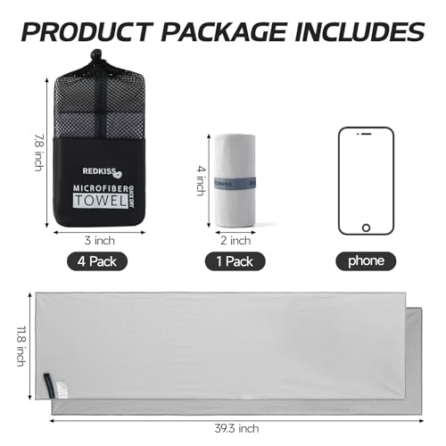 REDKISS 2 Pack Cooling Towels (39"x11"), Ice Towel, Soft Breathable Chilly Towel, Microfiber Towel for Sport, Running, Workout,Gym, Camping & More Activities - Grey Purple