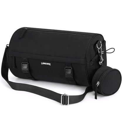 Small Gym Bag for Women Men, 15L Sports Workout Bag with Wet Pocket and Yoga Mat Holder, Lightweight & Water-Resistant Mini Travel Duffle Bag (Black) - color: Black