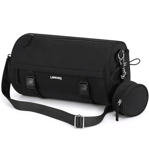 Small Gym Bag for Women Men, 15L Sports Workout Bag with Wet Pocket and Yoga Mat Holder, Lightweight & Water-Resistant Mini Travel Duffle Bag (Black) - color: Black