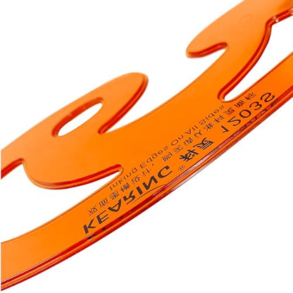 KEARING 3Pcs Hard Plastic French Curve Ruler Set - Orange Ink Groove Sewing | Rigid 3-piece clear orange hard plastic french curve set with ink groove. Non-bendable drawing tool for pattern making - style: 1203S