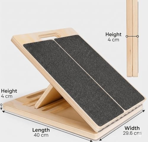 Professional Slant Board for Calf Stretching, Wooden Adjustable Incline Wedge for Squats, Foot & Ankle Mobility, Non-Slip Calf Stretcher, Calf Stretching Board, Slant Board for Planter Fasciitis.