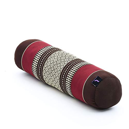 Leewadee Small Yoga Bolster – Shape-Retaining Cervical Neck Roll, Tube Pillow for Comfortable Reading, Kapok Filling, 22 x 6 x 6 inches - color: Sf19 - Red, Brown
