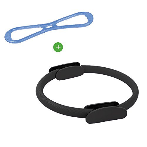 KEVENZ Fitness Circles, with 1 Pilates Ring and 1 Exercise Bands (15 inch, 20 lbs) - color: Black
