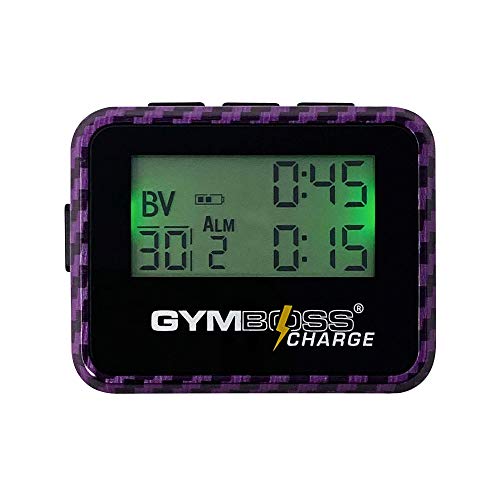 Gymboss Charge Interval Timer and Stopwatch & Watchstrap - Bundle - color: Carbon Purple