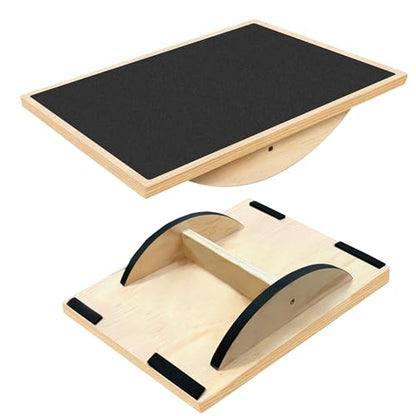 Balance Board Professional Wobble Board for Adults Anti-Slip for Physical Therapy Standing Desk Core Strength Wooden Rocker Board(350LBS) - size: Balance Board (Wooden)