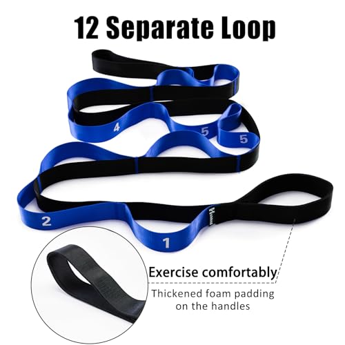 Stretching Strap with Loops, Leg Stretch Bands for Exercise, Yoga Strap for Physical Therapy, Fascia Stretcher Belt