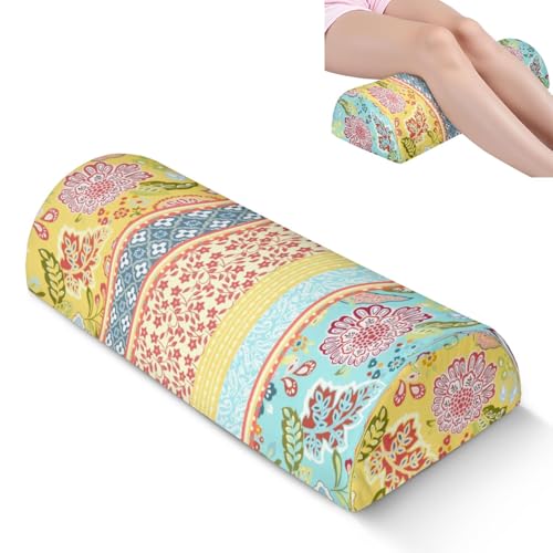 Knee Pillow for Back Sleeping – Half Moon Bolster Pillow for Under Knee While Sleeping Support, Leg & Back Pain Relief (21.5x9x5 Inches) - color: Red