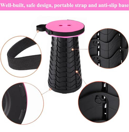 Fishboy Collapsible Stool for Adults, Portable Folding Camping Seat, 400lbs - color: Pink