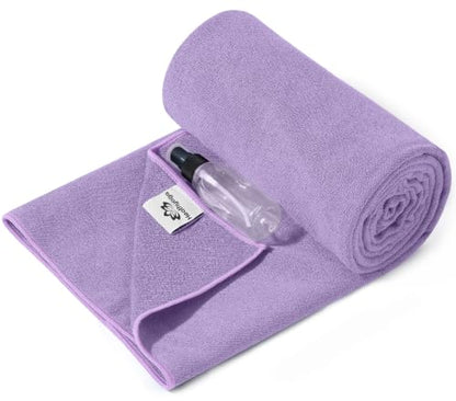 Heathyoga Yoga Mat Towel Non Slip for Hot Yoga Towel with Silicone Grip & Free Spray Bottle, 72"X26" Extra Large Microfiber Yoga Towel for Bikram, Pilates, Fitness - color: Light Purple
