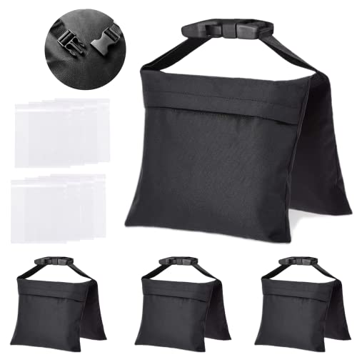 4 Packs Sandbags, Heavy Duty Sand Bags with 8 PE Bags, Sand Bags with Buckle Straps for Support Light Stand, C Stand, Light Stand with Caster, More 2/4/6/8/10/12/14 Packs Sandbag to Choose. - size: 4 PCS