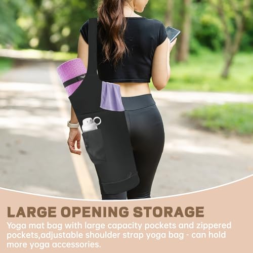 Yoga Mat Bag, Yoga Mat Carrier Fits Most Size Mats, Multi-Functional Tote With Pockets