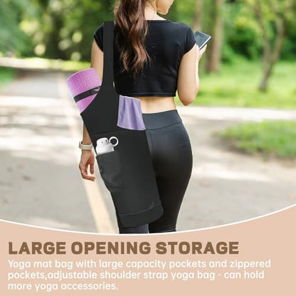 Yoga Mat Bag, Yoga Mat Carrier Fits Most Size Mats, Multi-Functional Tote With Pockets