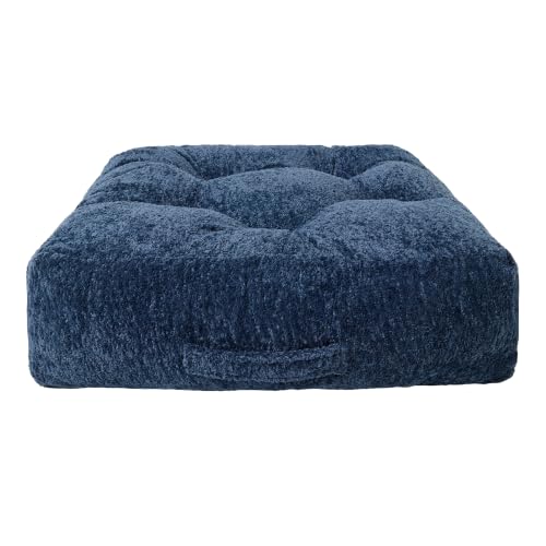 Floor Cushion Pillow, Portable Large - color: Square, Dark Blue