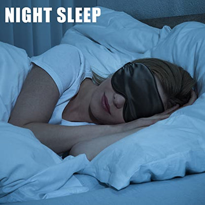 20 Pieces Silk Sleep Mask Eye Mask with Adjustable Strap, Black - color: Black
