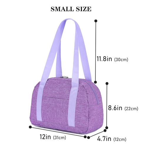 Mini Gym Bag for Women Girl 12 inch Small Gym Tote Lightweight Carry On Bag - color: Light Purple
