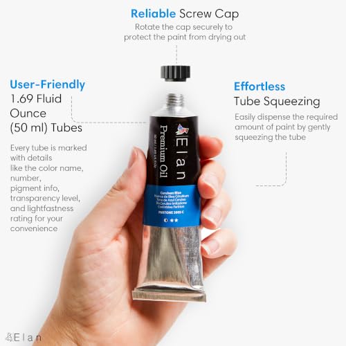 Elan Professional Oil Paint Set, 24 Vibrant Colors Tubes 1.7fl oz, Oil Paints for Canvas Painting, Art Paints for Adults & Artists - color: Oil, style: 24x1.7 Oz