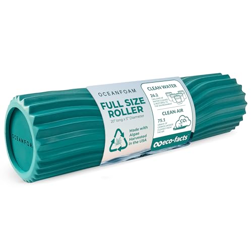 Oceanfoam Tidal Roller - Jade - Muscle Massage Foam Roller for Back Pain & Stretching - Firm and Ergonomic Wide Wave Textured - Yoga, Athletics, & Wellness - Full Size, 20" x 5" - color: Jade