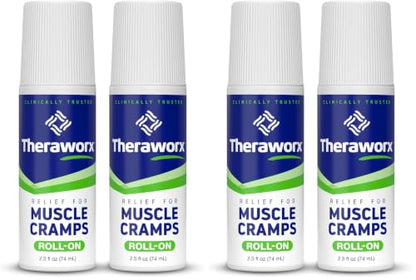 Theraworx Relief for Muscle Cramps Roll-On Fast-Acting Muscle Spasm, Leg Soreness with Magnesium Sulfate - 2.5 oz - 2 Count (Pack of 2) - size: 2.5 Fl Oz (Pack of 4)