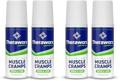 Theraworx Relief for Muscle Cramps Roll-On Fast-Acting Muscle Spasm, Leg Soreness with Magnesium Sulfate - 2.5 oz - 2 Count (Pack of 2) - size: 2.5 Fl Oz (Pack of 4)