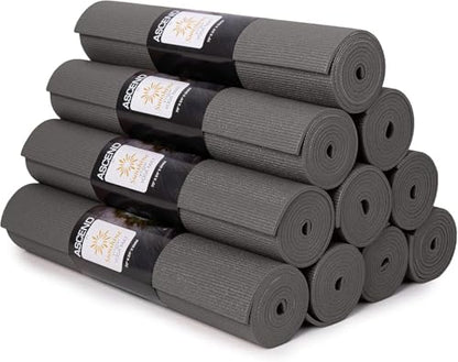 Ascend 6mm Thick Yoga Mat, 4 Pack, 72x24in - color: Charcoal, size: 10 Pack