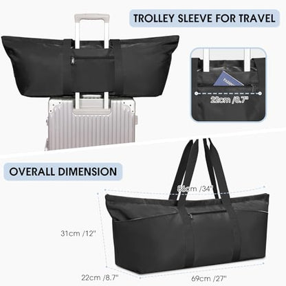 sportsnew Large Yoga Mat Bag Trolley Sleeve Gym Carrier Shoe Bag Wet Pocket | water-resistant fabric, large capacity,wide full-zip opening,separate shoe bag,2 yoga mat holder straps,multi-pocket storage - color: Black